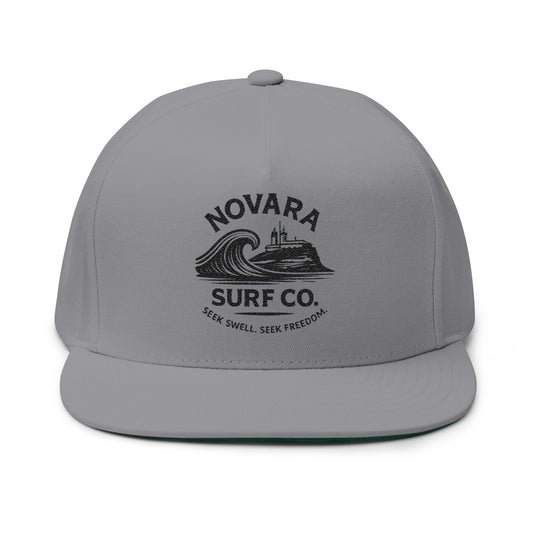 Novara Surf Co. Embroidered Flat Bill Cap — Coastal Surf Snapback Hat