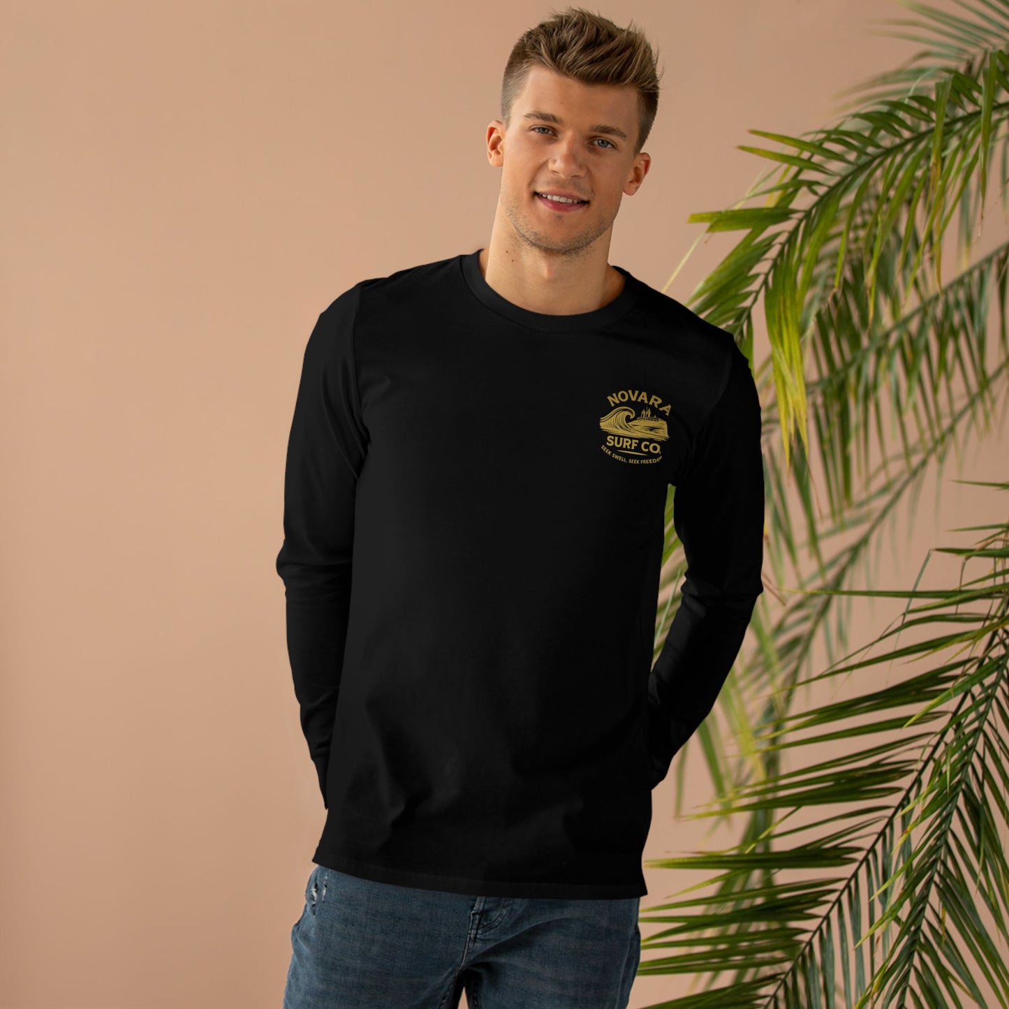 Novara Surf Co. “Shoreline Long Sleeve” – Vintage Wave Chest Logo