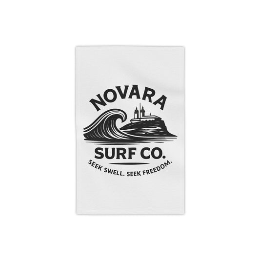 Novara Surf Co. Beach Towel — 'Seek Swell, Seek Freedom' Coastal Surf Logo Towel