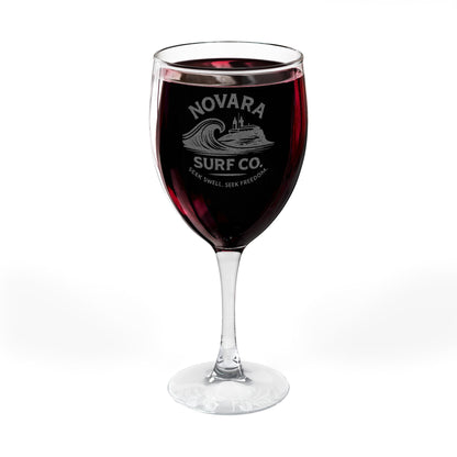 Engraved Wine Glass 10.5oz — Novara Surf Co. Logo