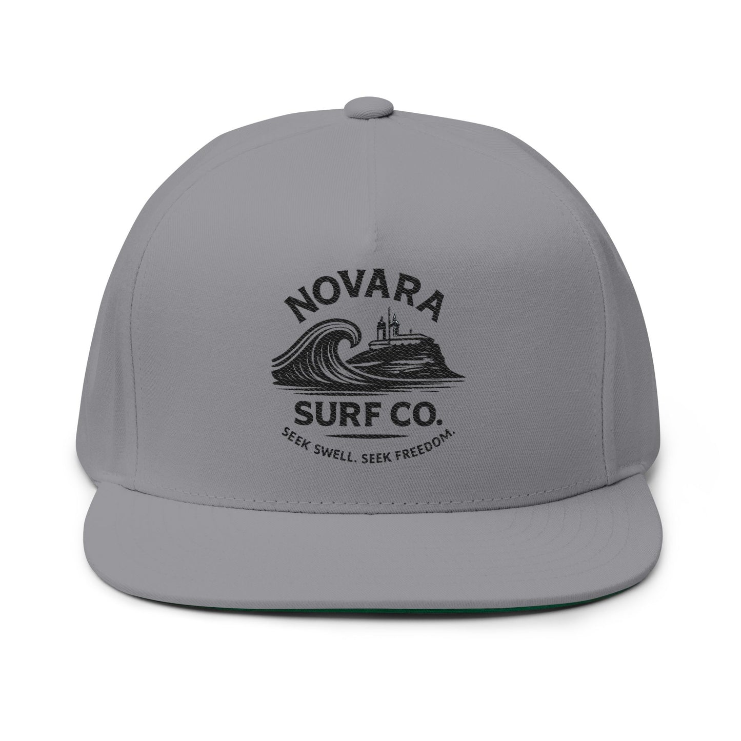 Novara Surf Co. Embroidered Flat Bill Cap — Coastal Surf Snapback Hat