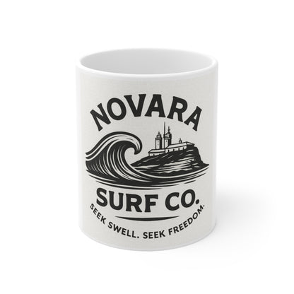 Novara Surf Co. “Classic Coastline” Ceramic Mug – Seek Swell, Seek Freedom