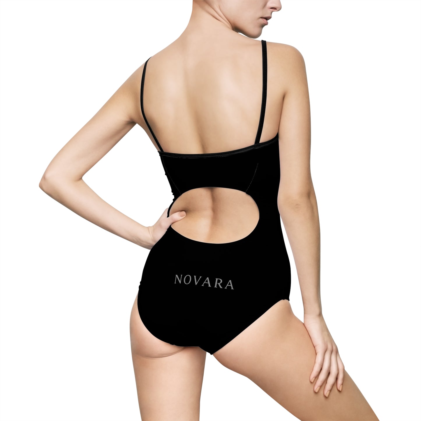 Novara Black One-Piece Swimsuit – Slim Cutback Bathing Suit