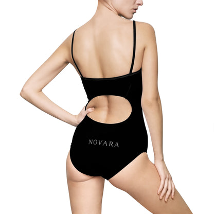 Novara Black One-Piece Swimsuit – Slim Cutback Bathing Suit