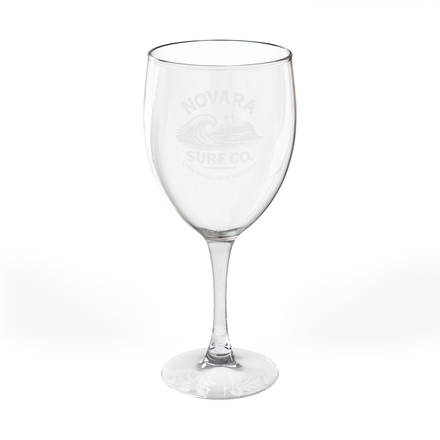 Engraved Wine Glass 10.5oz — Novara Surf Co. Logo