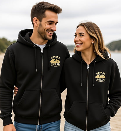 Novara Surf Co. Zip Hoodie – Vintage Wave Full-Zip Sweatshirt