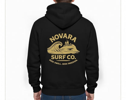 Novara Surf Co. Zip Hoodie – Vintage Wave Full-Zip Sweatshirt