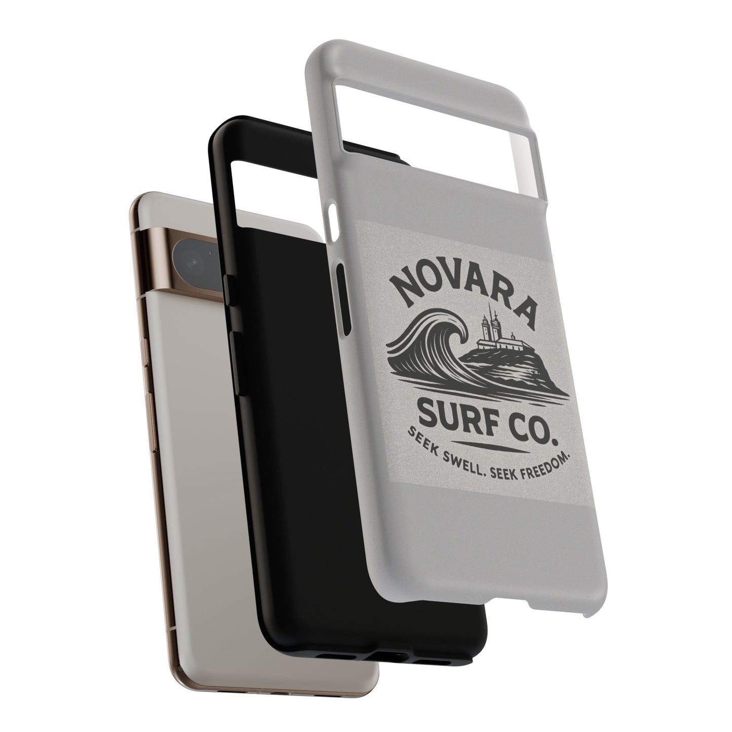 Novara Surf Co. Tough Case – Coastal Wave Logo (Impact Protection)