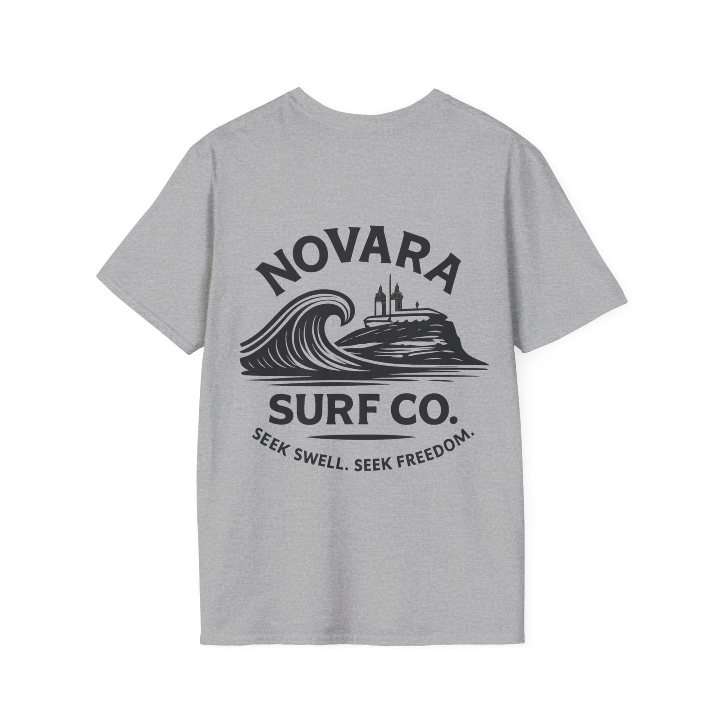 Novara Surf Co. T-Shirt — 'Seek Swell, Seek Freedom' Graphic Tee