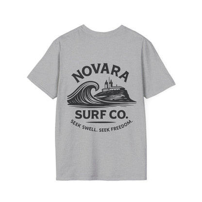 Novara Surf Co. T-Shirt — 'Seek Swell, Seek Freedom' Graphic Tee