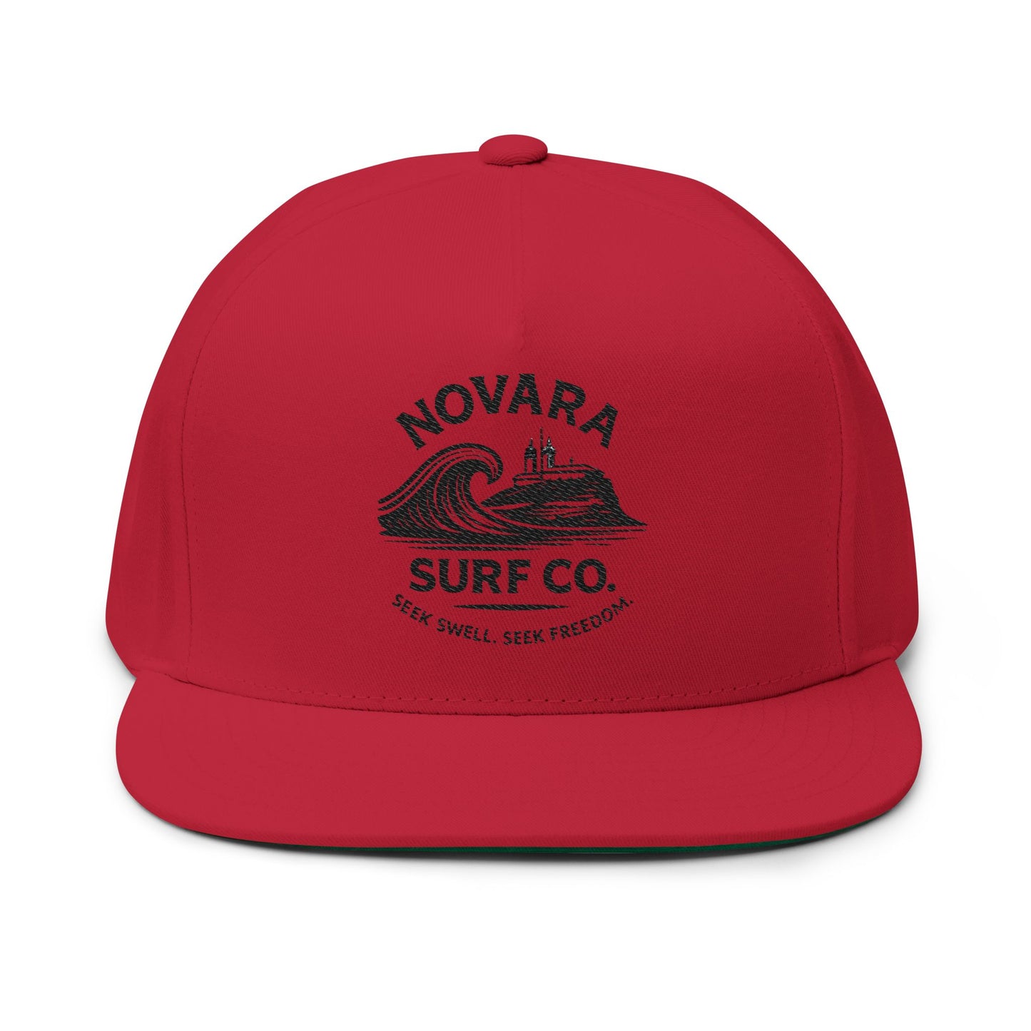 Novara Surf Co. Embroidered Flat Bill Cap — Coastal Surf Snapback Hat