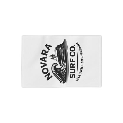 Novara Surf Co. Beach Towel — 'Seek Swell, Seek Freedom' Coastal Surf Logo Towel