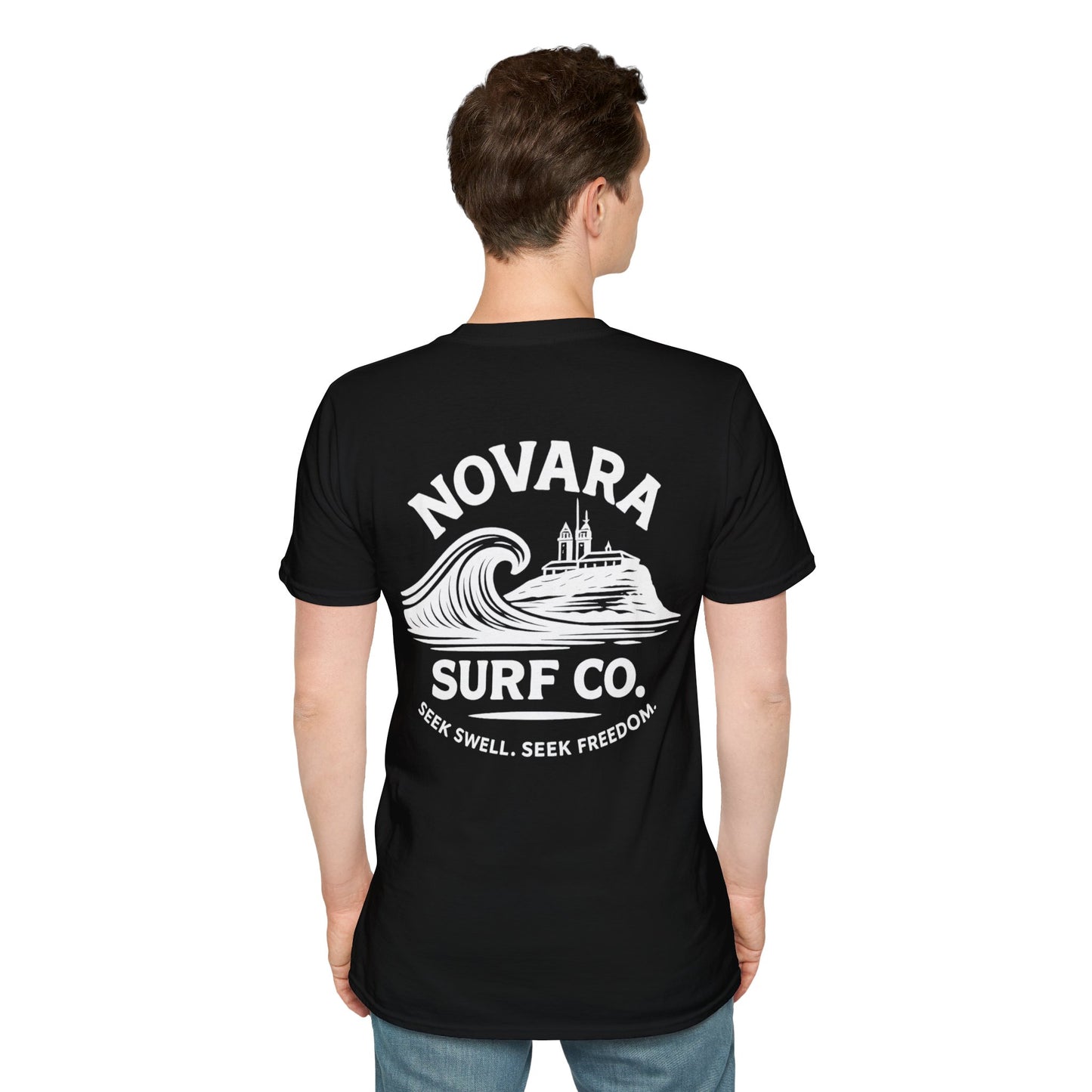 Novara Surf Co. T-Shirt — 'Seek Swell, Seek Freedom' Graphic Tee