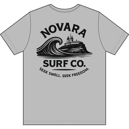 Novara Surf Co. Men's Moisture-Wicking Tee — Coastal Wave Logo