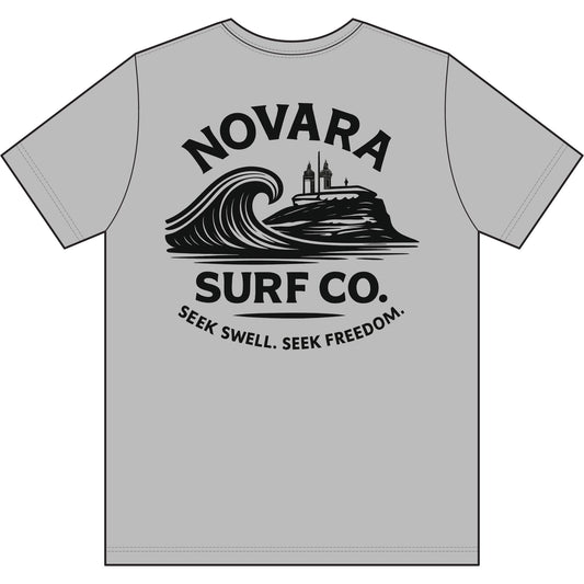 Novara Surf Co. Men's Moisture-Wicking Tee — Coastal Wave Logo