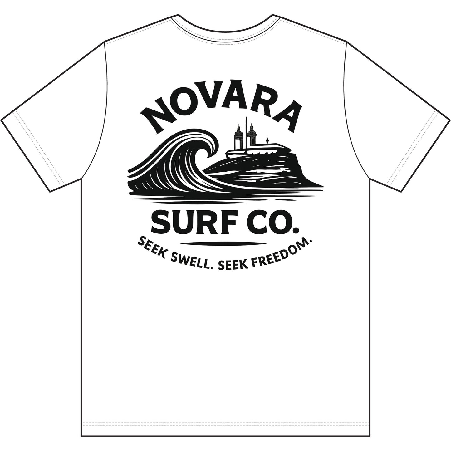 Novara Surf Co. Men's Moisture-Wicking Tee — Coastal Wave Logo