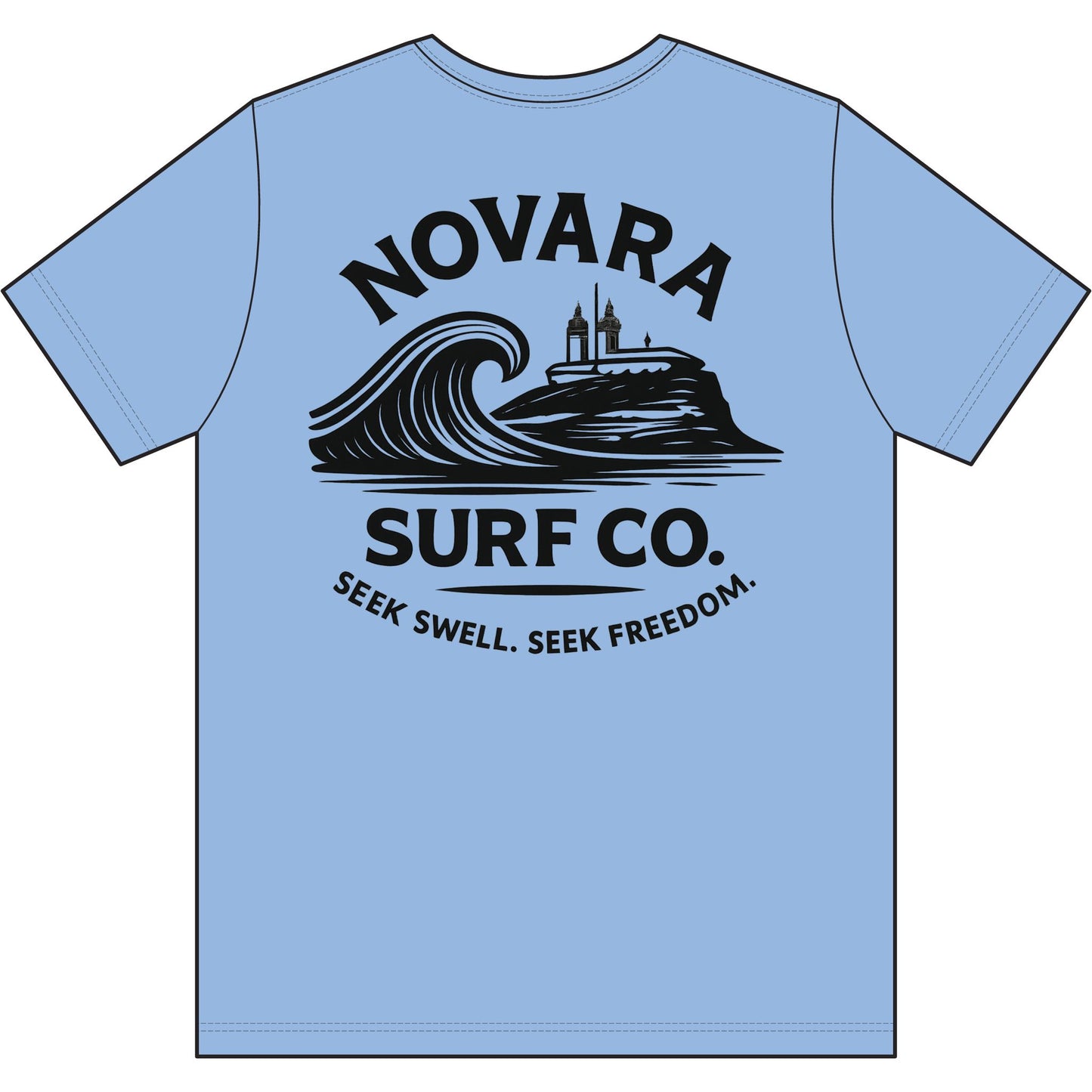 Novara Surf Co. Men's Moisture-Wicking Tee — Coastal Wave Logo