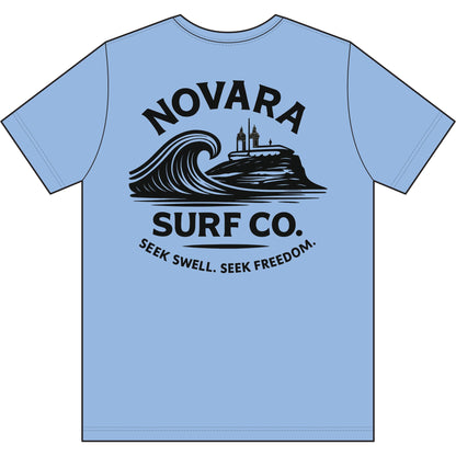 Novara Surf Co. Men's Moisture-Wicking Tee — Coastal Wave Logo