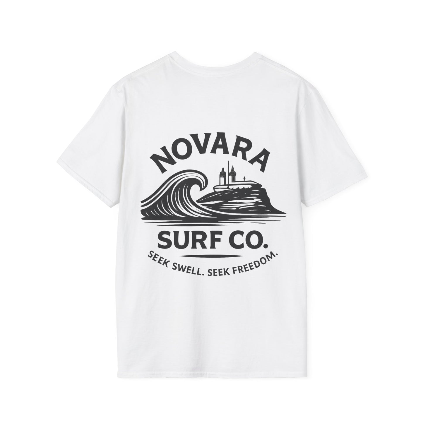 Novara Surf Co. T-Shirt — 'Seek Swell, Seek Freedom' Graphic Tee