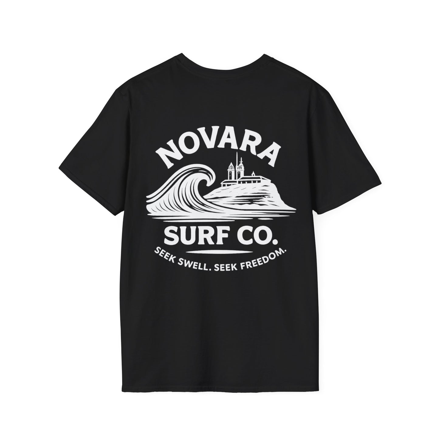 Novara Surf Co. T-Shirt — 'Seek Swell, Seek Freedom' Graphic Tee