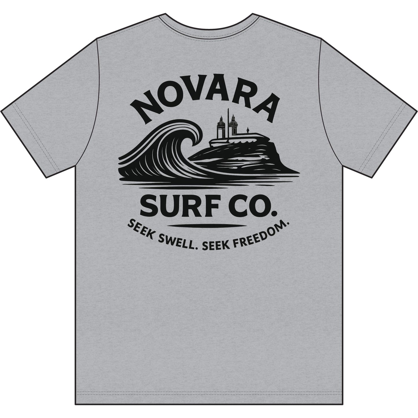 Novara Surf Co. Men's Moisture-Wicking Tee — Coastal Wave Logo