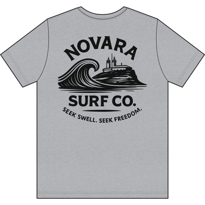 Novara Surf Co. Men's Moisture-Wicking Tee — Coastal Wave Logo