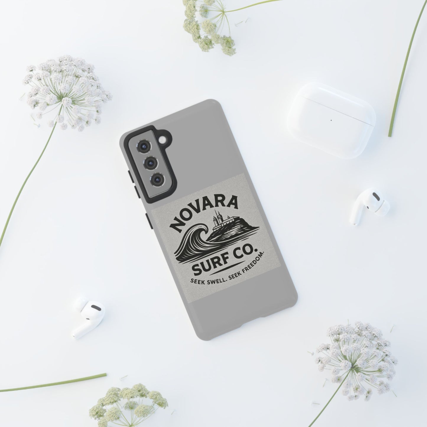 Novara Surf Co. Tough Case – Coastal Wave Logo (Impact Protection)