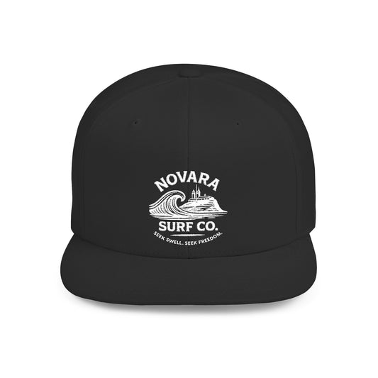 Novara Surf Co. Flat Bill Snapback Hat – Vintage Wave Logo Baseball Cap