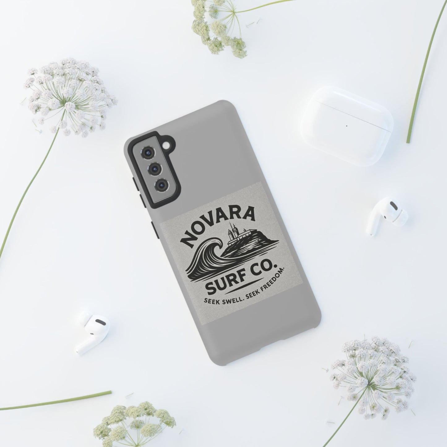 Novara Surf Co. Tough Case – Coastal Wave Logo (Impact Protection)