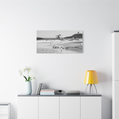 Nobbys Line-Up – Black & White Coastal Canvas