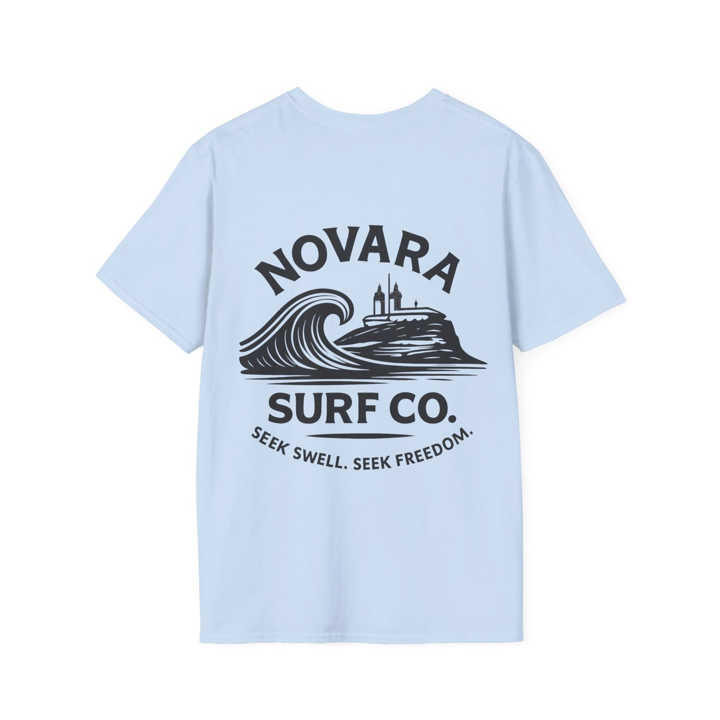 Novara Surf Co. T-Shirt — 'Seek Swell, Seek Freedom' Graphic Tee