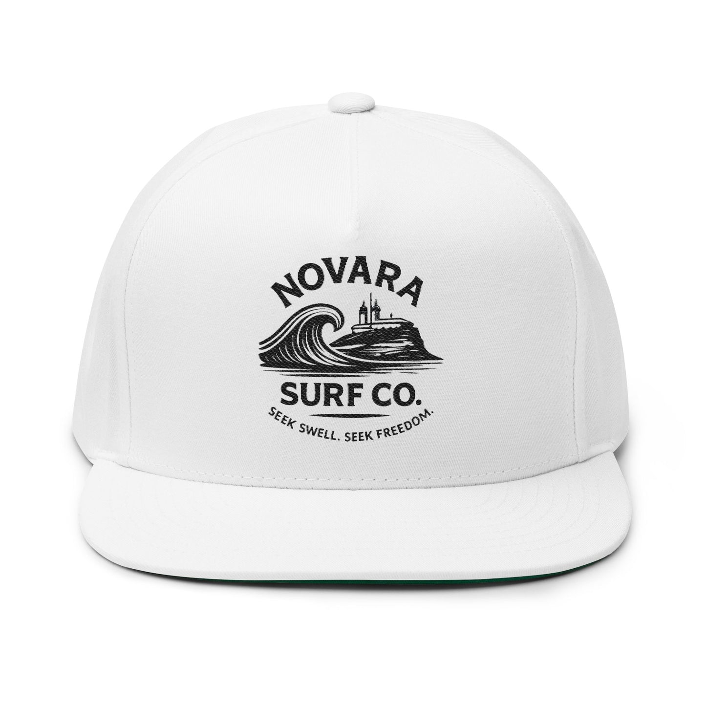 Novara Surf Co. Embroidered Flat Bill Cap — Coastal Surf Snapback Hat