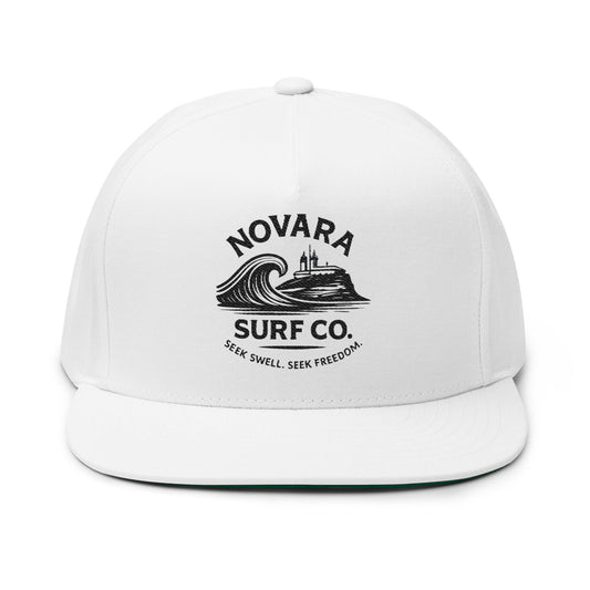 Novara Surf Co. Embroidered Flat Bill Cap — Coastal Surf Snapback Hat